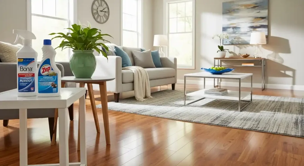 Bona and Zep floor cleaners on hardwood, laminate, and vinyl floors