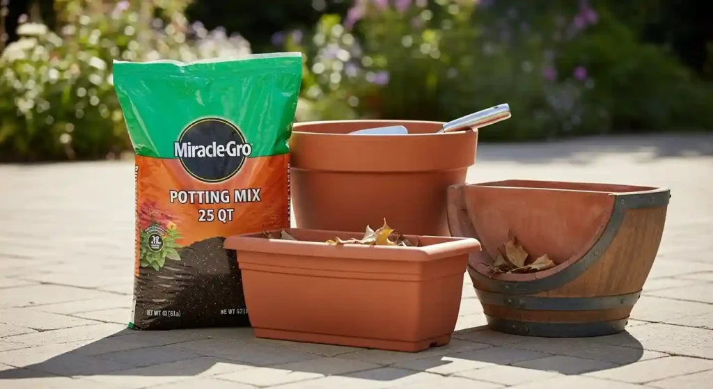 miracle gro potting soil 25 qt bag with medium garden containers