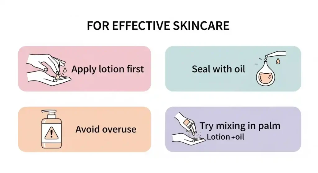Apply lotion or oil first – infographic tips for skin care
