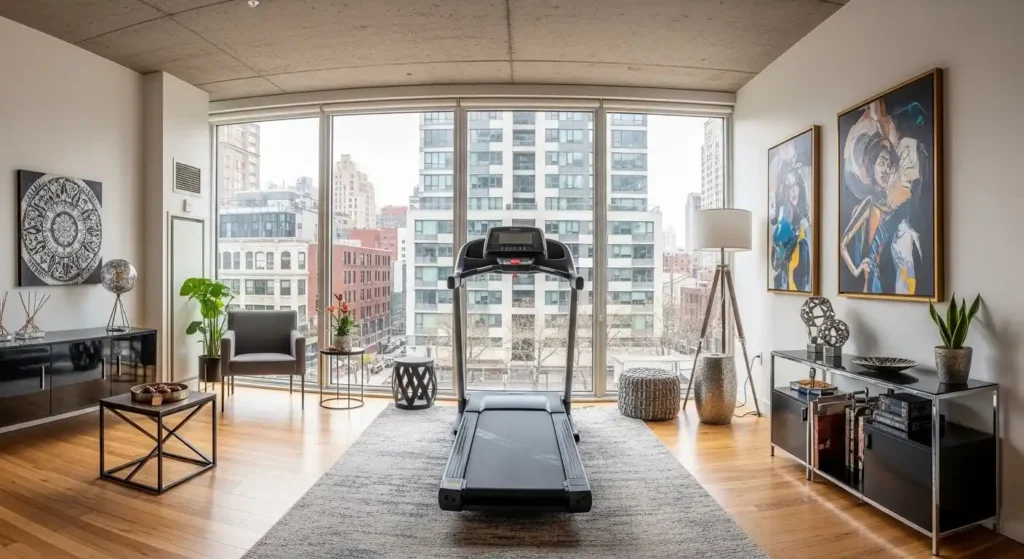 Best small treadmill for apartment living room setup with stylish decor