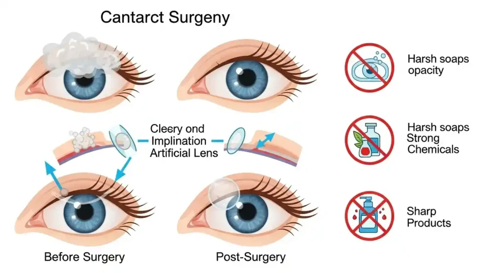 Diagram showing eye sensitivity after cataract surgery