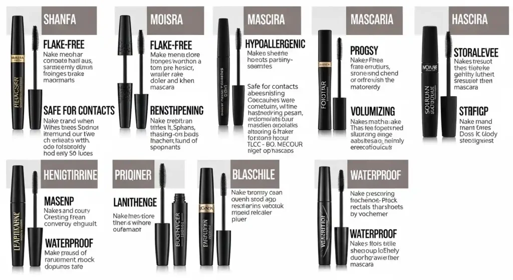 Comparison chart of best mascaras for contact lenses