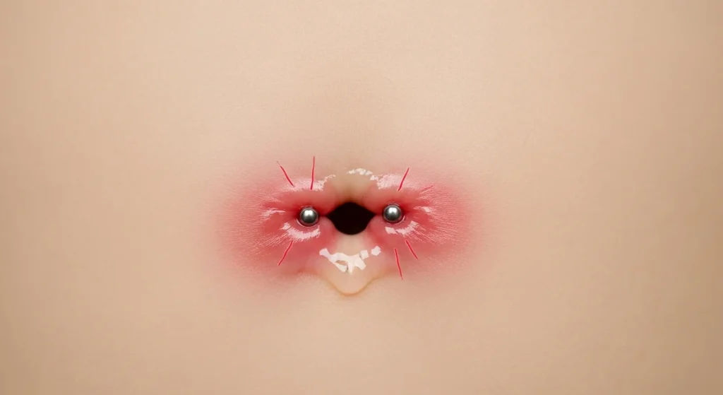 Healing process stages of belly button piercing