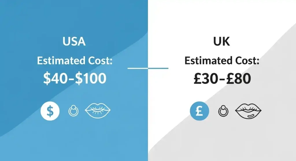 Lip piercing cost comparison in USA and UK