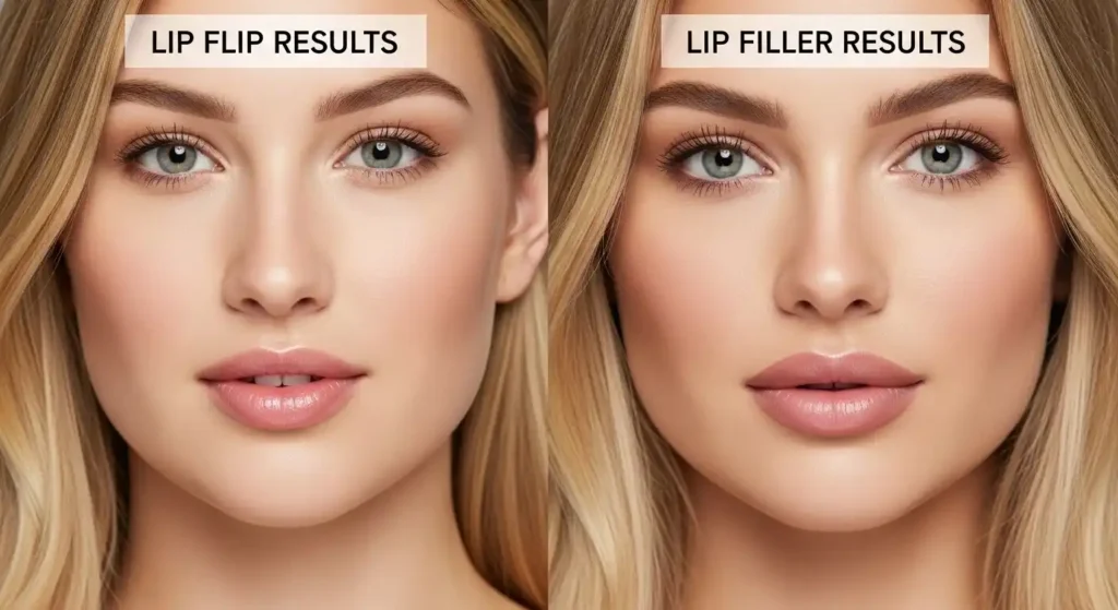 Lip flip vs filler before and after results comparison