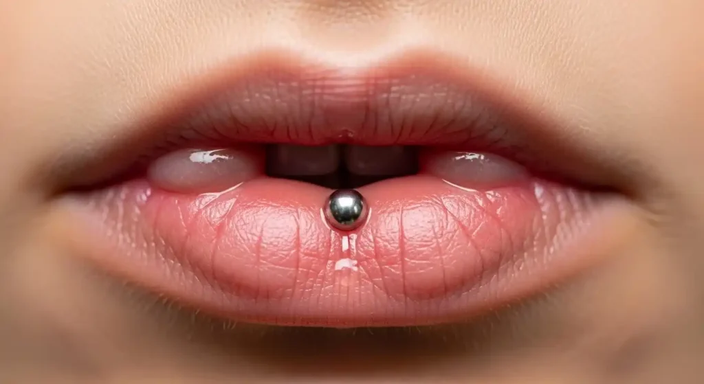 Mild swelling on fresh lip piercing