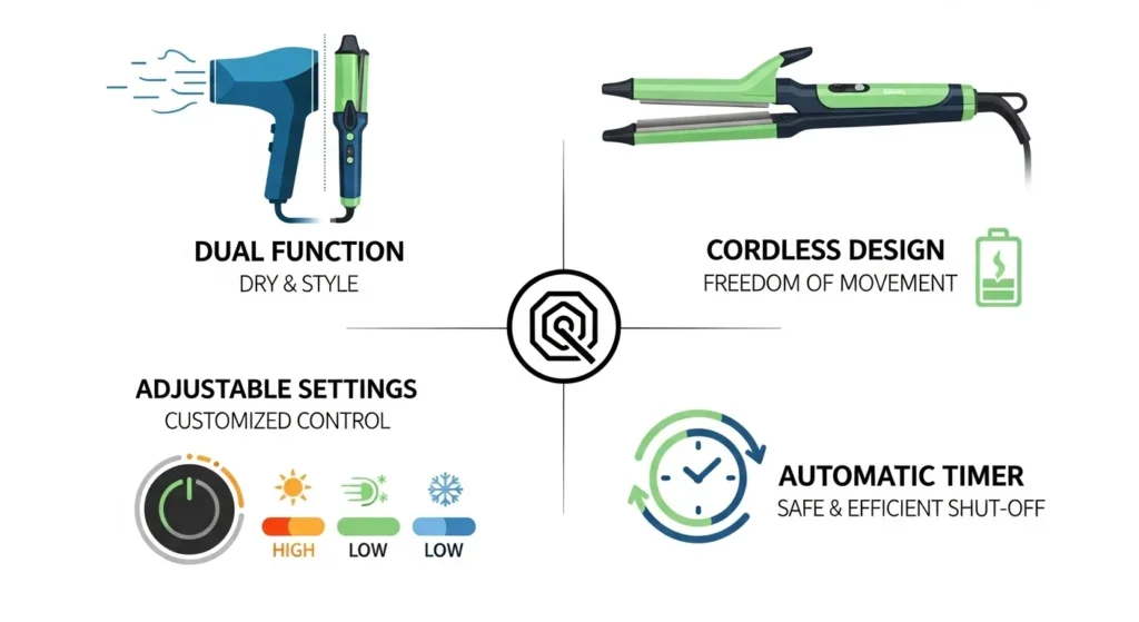 Infographic showing features of Glemme Laser Hair Growth Comb