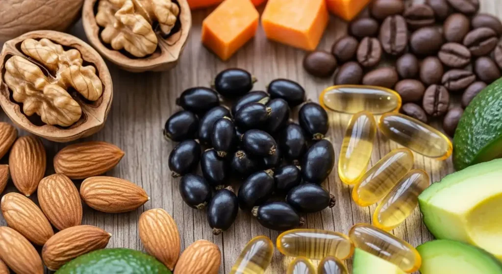 Biotin, saw palmetto, caffeine, and vitamins used in Particle Hair Revival Kit