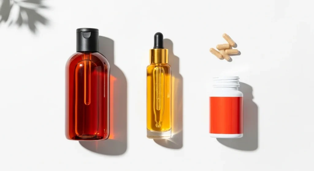 Particle Hair Revival Kit shampoo, serum and supplement capsules