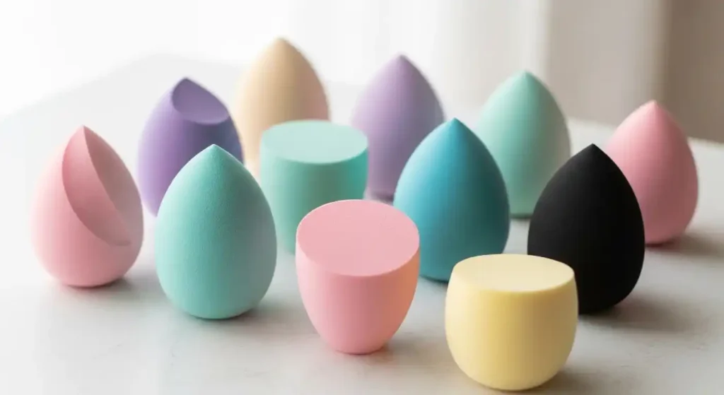 Colorful makeup sponges for foundation and concealer blending