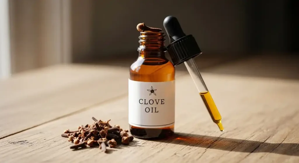 clove oil for tooth pain natural remedy bottle with dropper