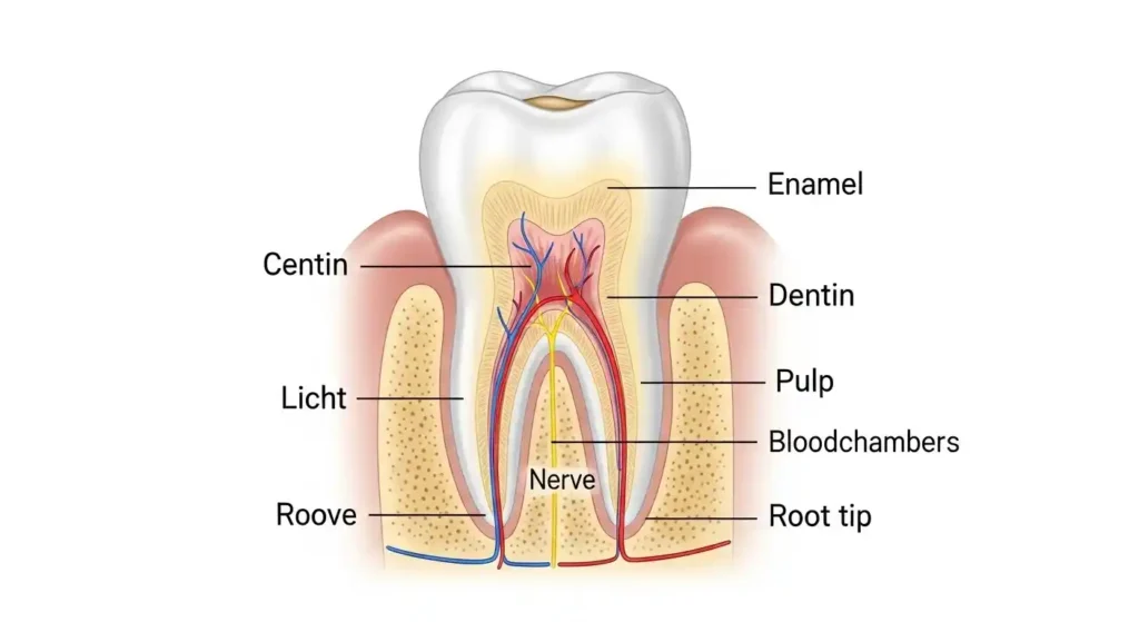 tooth nerve diagram showing pulp and causes of tooth pain