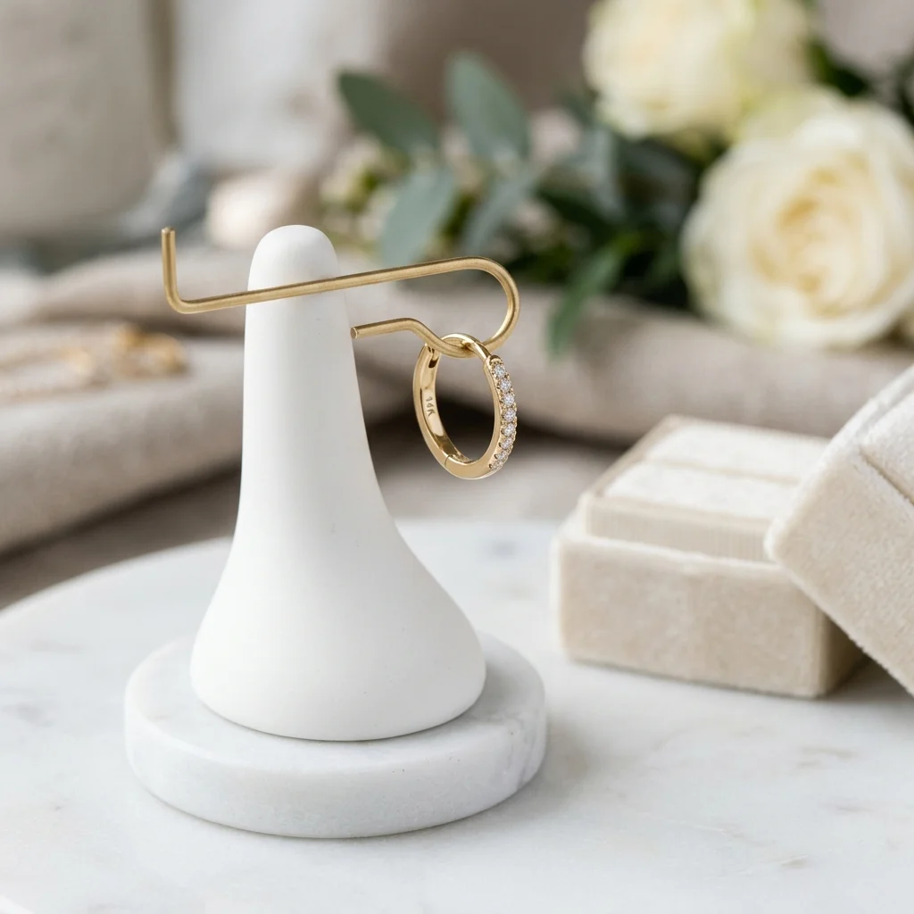14K gold hoop earring for helix cartilage piercing