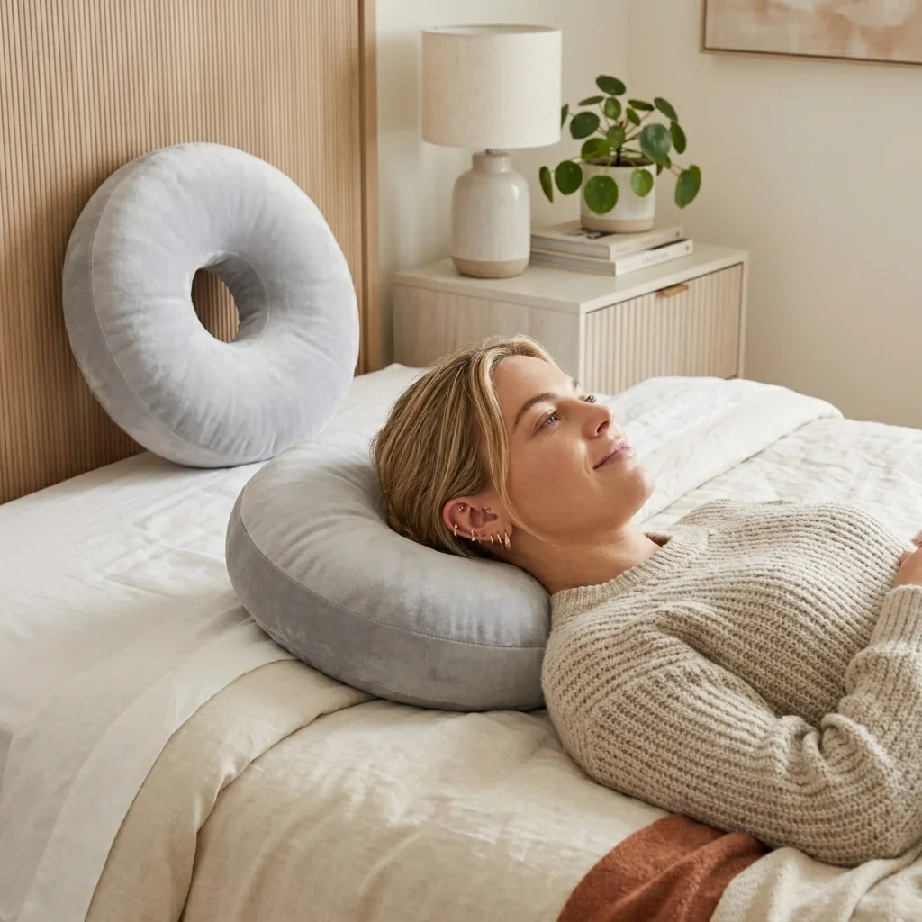 Donut pillow for ear piercing pain relief