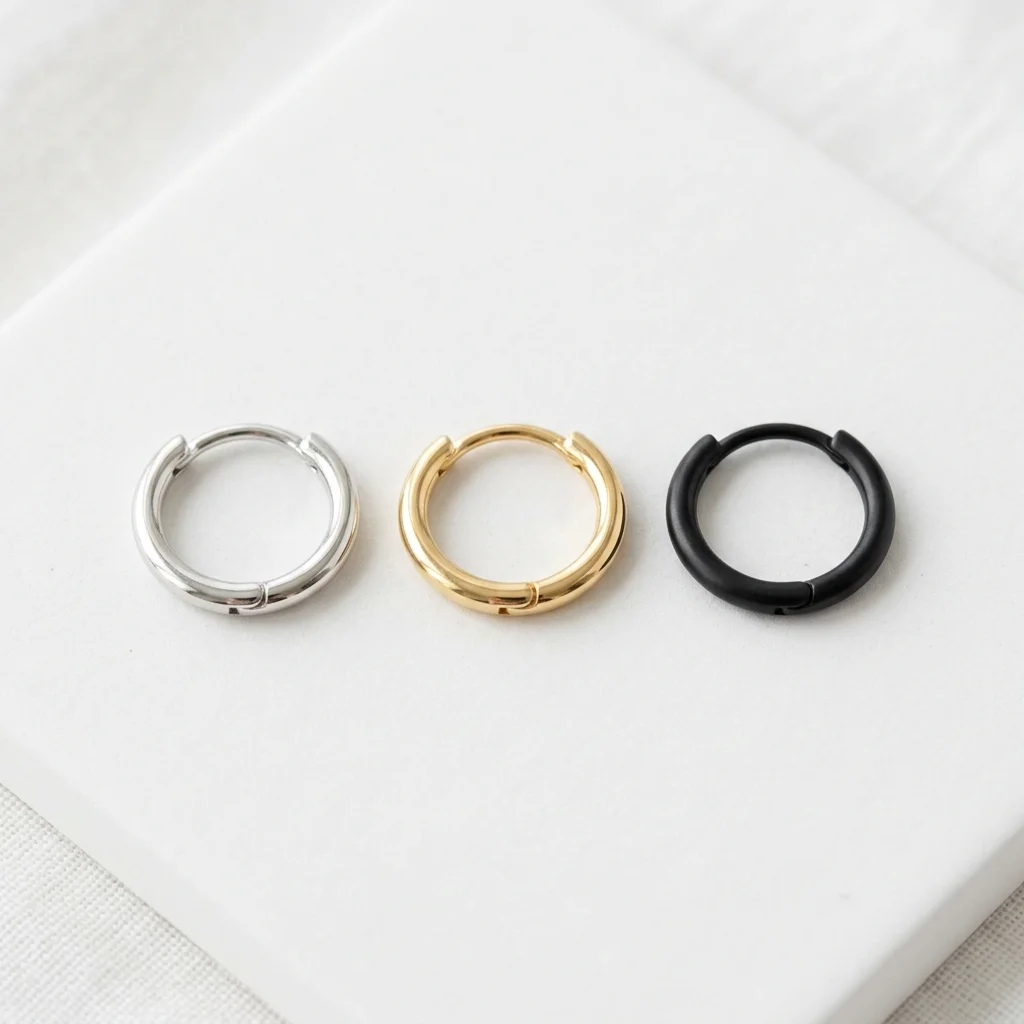 Hinged hoop earrings set for helix piercings