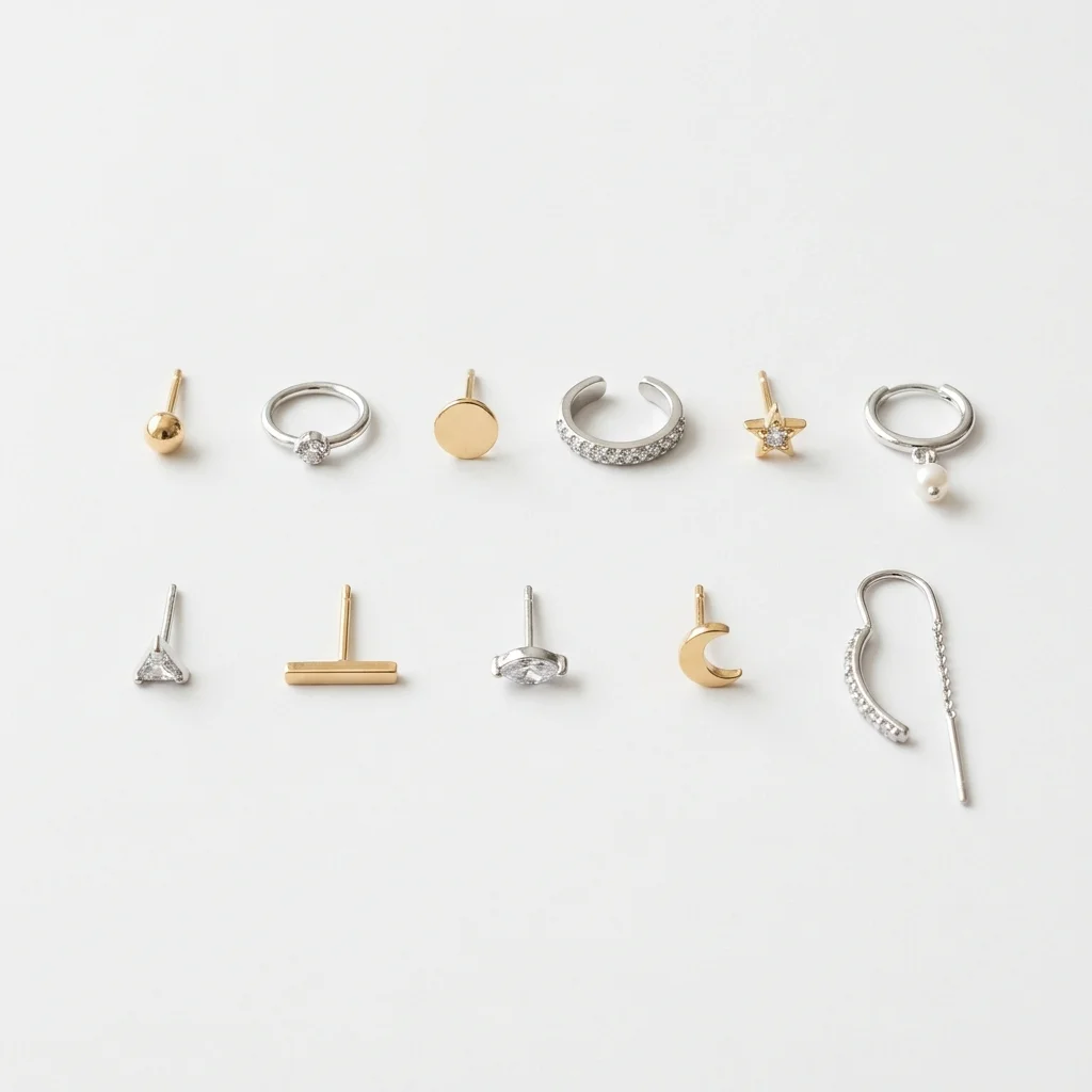 Hypoallergenic helix stud earrings set for sensitive ears