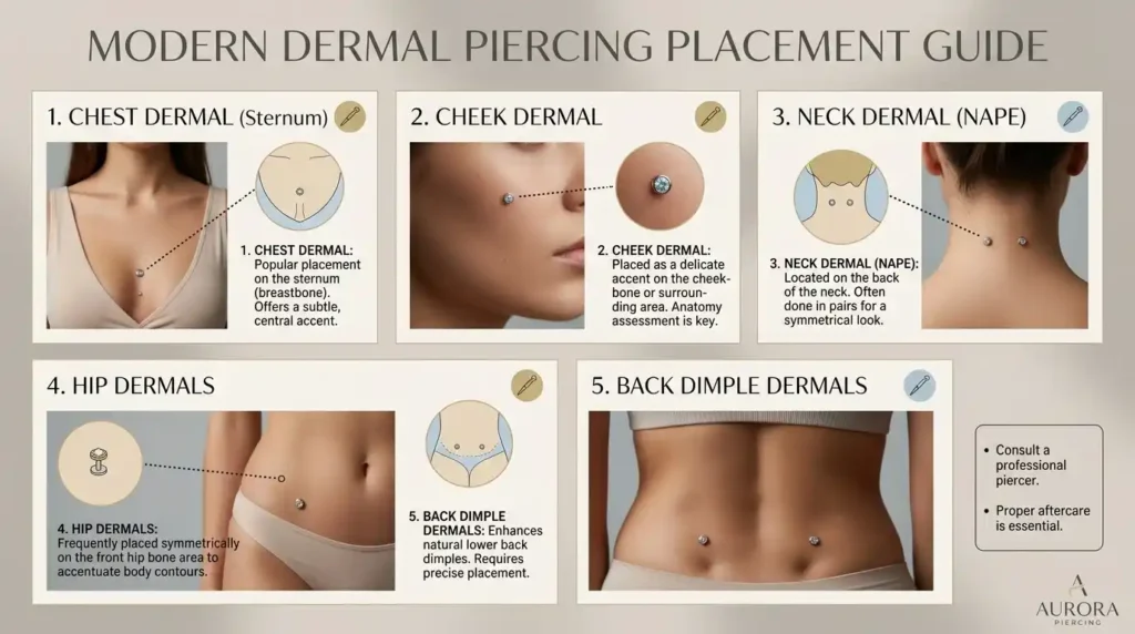 popular microdermal piercing locations on body
