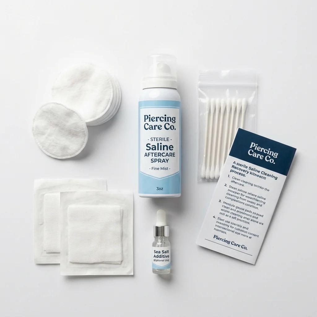 Saline recovery kit for helix piercing aftercare