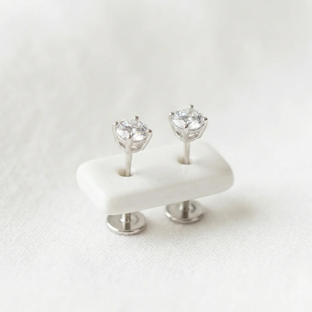 Tiny CZ stud earrings for helix cartilage piercing
