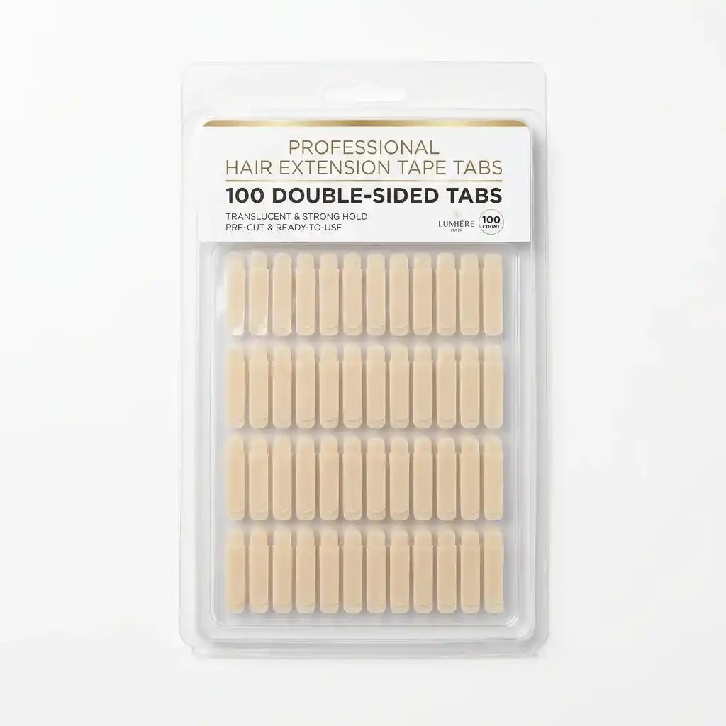 MIILYE Hair Extension Tape 100 Tabs Double Sided Adhesive Replacement Tape pack on white background