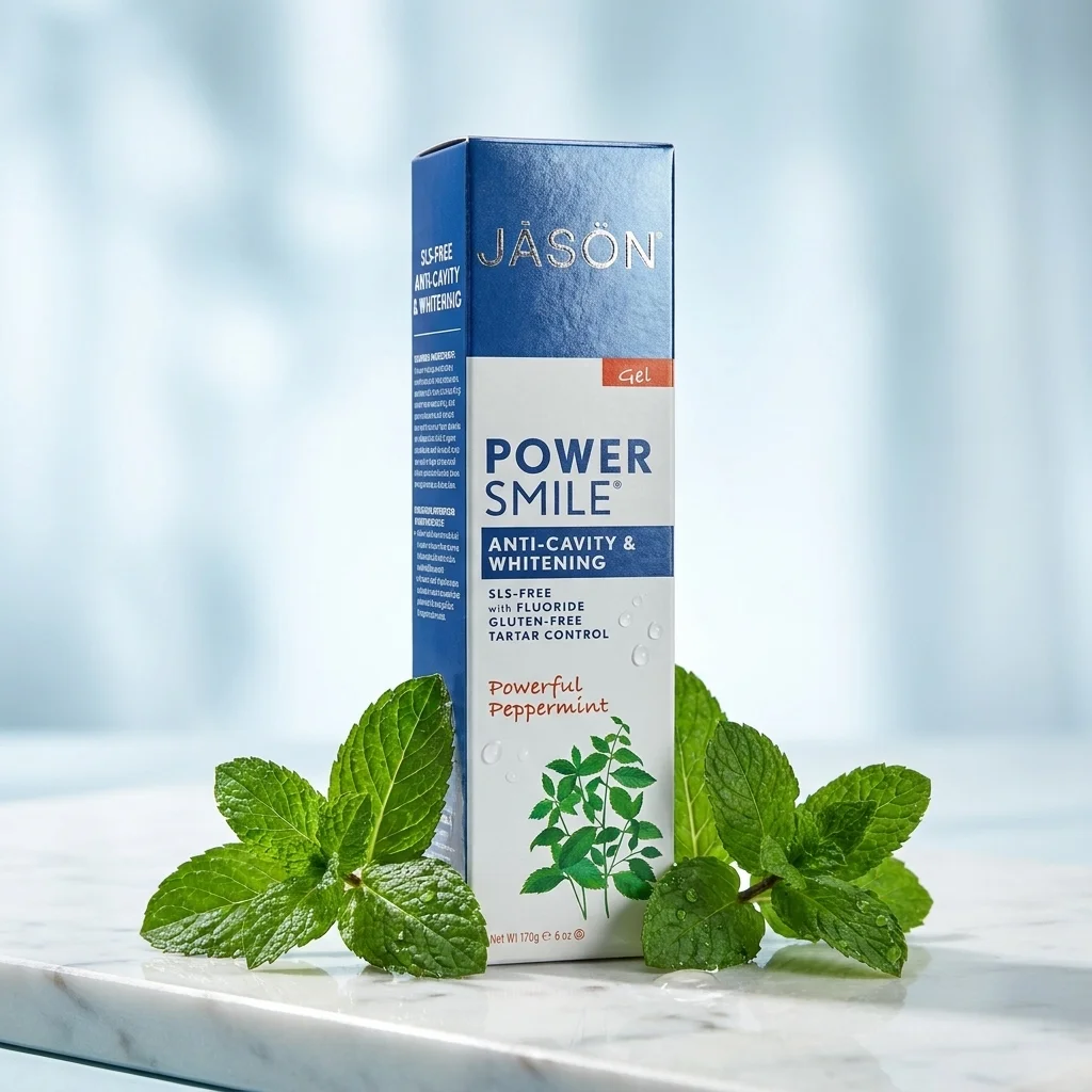 JASON Powersmile Anti-Cavity and Whitening SLS-free toothpaste box