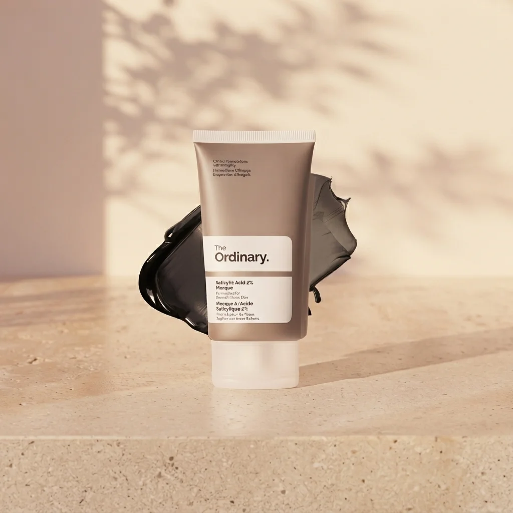 The Ordinary Salicylic Acid 2% Masque tube on a sunlit stone surface